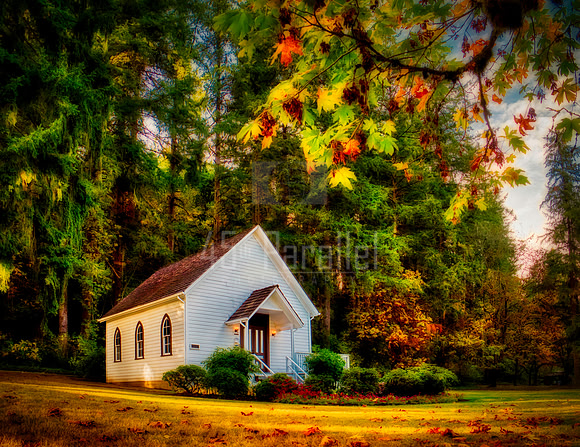 An old pioneer church in Autumn