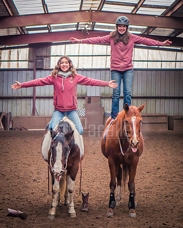 Sisters and their horses.