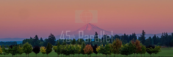 Mt. Hood at then end of a cloudless, hazy day.