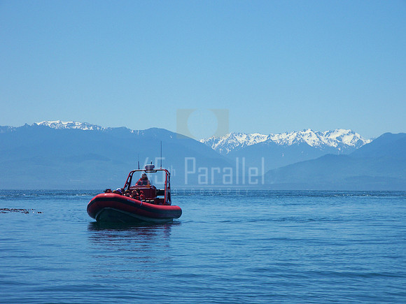 A Zodiac on the Strait of Juan de Fuca